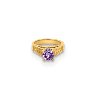 14k Yellow Gold 3D Ring with Light Purple CZ Pendant