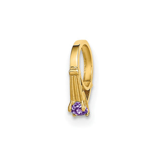 14k Yellow Gold 3D Ring with Light Purple CZ Pendant