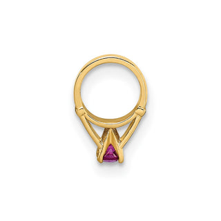 14k Yellow Gold 3D Ring with Dark Pink CZ Pendant