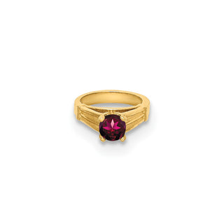 14k Yellow Gold 3D Ring with Dark Pink CZ Pendant