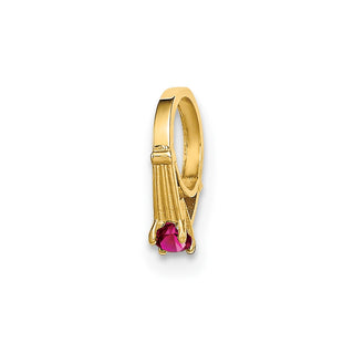 14k Yellow Gold 3D Ring with Dark Pink CZ Pendant