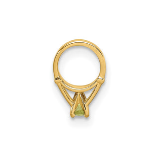 14k Yellow Gold 3D Ring with Light Green Glass Stone Pendant