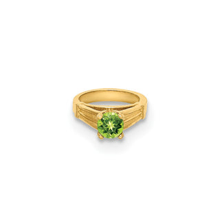 14k Yellow Gold 3D Ring with Light Green Glass Stone Pendant