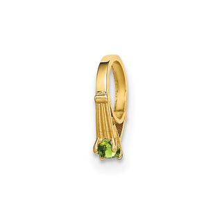 14k Yellow Gold 3D Ring with Light Green Glass Stone Pendant
