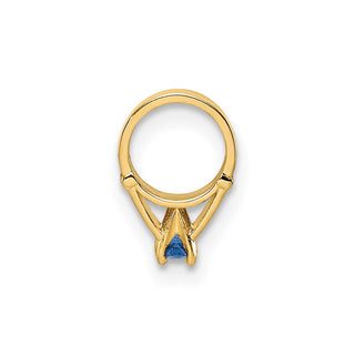 14k Yellow Gold 3D Ring with Dark Blue Glass Stone Pendant