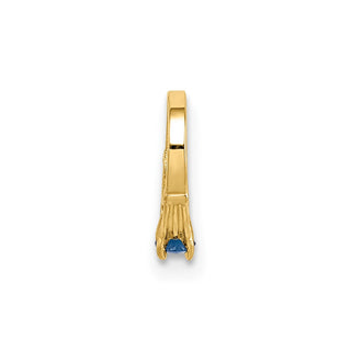 14k Yellow Gold 3D Ring with Dark Blue Glass Stone Pendant
