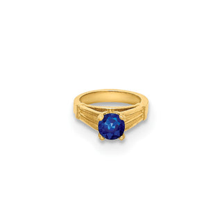 14k Yellow Gold 3D Ring with Dark Blue Glass Stone Pendant