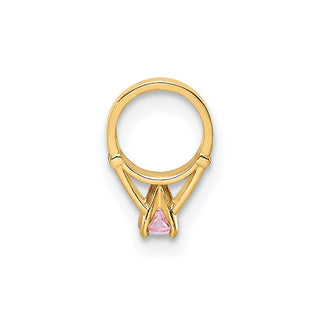 14k Yellow Gold 3D Ring with Light Pink CZ Pendant