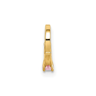 14k Yellow Gold 3D Ring with Light Pink CZ Pendant