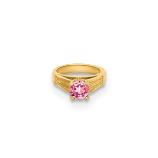 14k Yellow Gold 3D Ring with Light Pink CZ Pendant