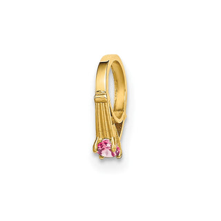 14k Yellow Gold 3D Ring with Light Pink CZ Pendant