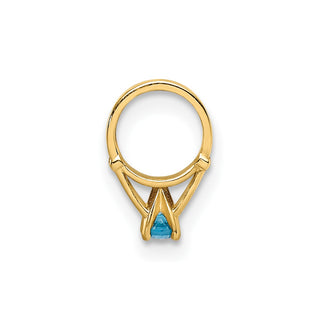 14k Yellow Gold 3D Ring with Blue CZ Pendant
