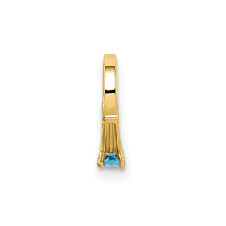 14k Yellow Gold 3D Ring with Blue CZ Pendant
