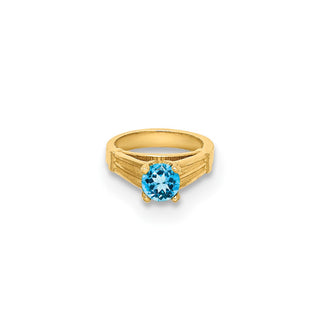 14k Yellow Gold 3D Ring with Blue CZ Pendant