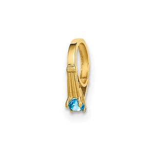 14k Yellow Gold 3D Ring with Blue CZ Pendant