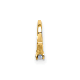 14k Yellow Gold 3D Ring with Light Blue CZ Pendant