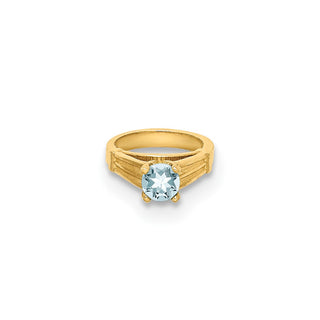 14k Yellow Gold 3D Ring with Light Blue CZ Pendant