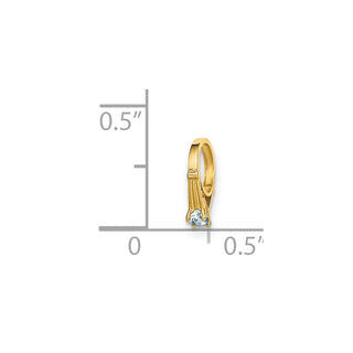 14k Yellow Gold 3D Ring with Light Blue CZ Pendant