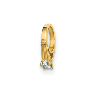 14k Yellow Gold 3D Ring with Light Blue CZ Pendant