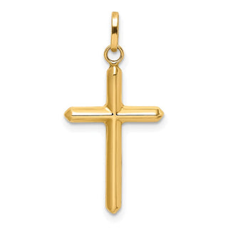 14K Yellow Gold Polished Hollow Latin Cross Charm