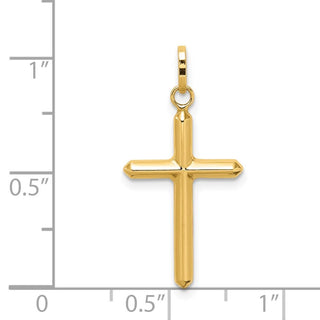 14K Yellow Gold Polished Hollow Latin Cross Charm