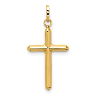 14K Yellow Gold Polished Hollow Latin Cross Charm