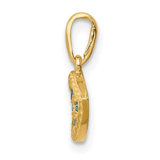 14k Yellow Gold Blue CZ Eye Pendant