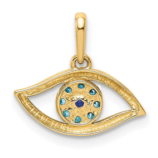 14k Yellow Gold Blue CZ Eye Pendant