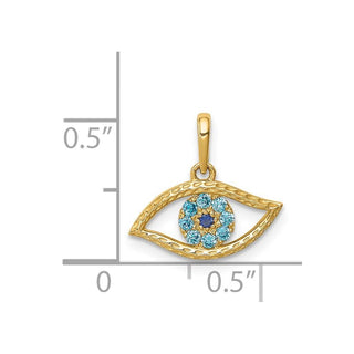 14k Yellow Gold Blue CZ Eye Pendant