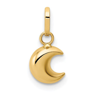 14k Yellow Gold Polished Puffed Moon Pendant