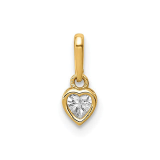 14k Yellow Gold CZ Heart Dangle Pendant