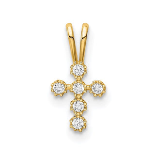 14k Yellow Gold CZ Cross Pendant YC1400