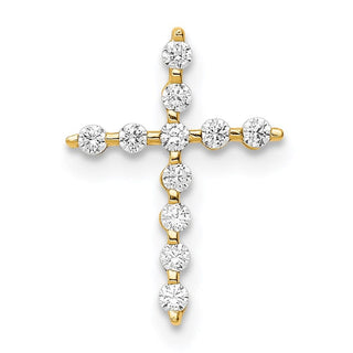 14k Yellow Gold CZ Cross Slide