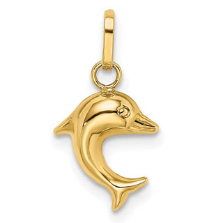 14k Yellow Gold Enameled Dolphin Pendant
