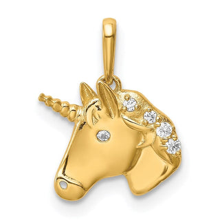 14k Yellow Gold Unicorn CZ Pendant