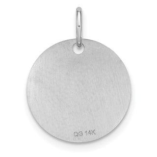 14K White Gold Polished Black Enamel Letter G Initial Disk Charm