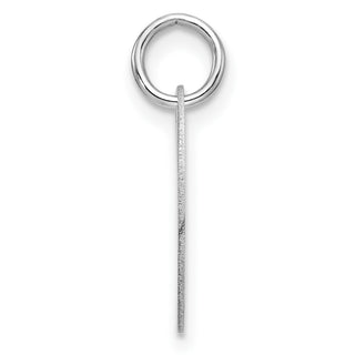 14K White Gold Polished Black Enamel Letter L Initial Disk Charm