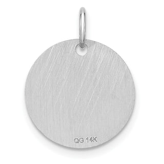 14K White Gold Polished Black Enamel Letter L Initial Disk Charm