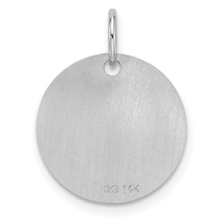 14K White Gold Polished Black Enamel Letter O Initial Disk Charm