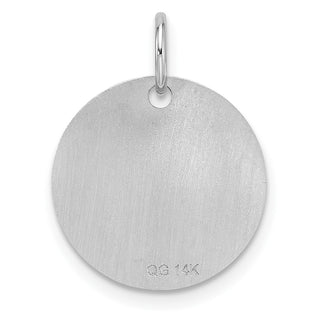 14K White Gold Polished Black Enamel Letter O Initial Disk Charm