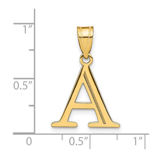 14k Yellow Gold Polished Etched Letter A Initial Pendant
