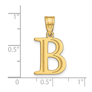 14k Yellow Gold Polished Etched Letter B Initial Pendant