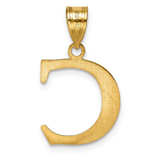 14k Yellow Gold Polished Etched Letter C Initial Pendant