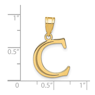 14k Yellow Gold Polished Etched Letter C Initial Pendant