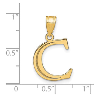 14k Yellow Gold Polished Etched Letter C Initial Pendant