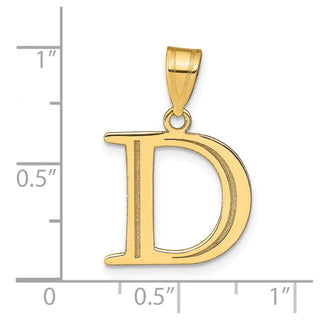 14k Yellow Gold Polished Etched Letter D Initial Pendant