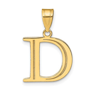 14k Yellow Gold Polished Etched Letter D Initial Pendant