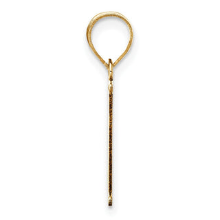 14k Yellow Gold Polished Etched Letter E Initial Pendant