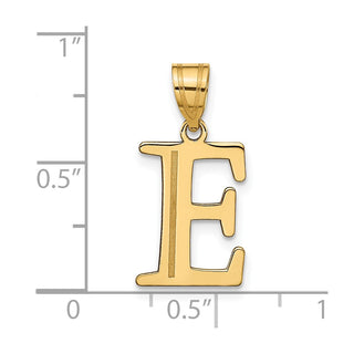 14k Yellow Gold Polished Etched Letter E Initial Pendant