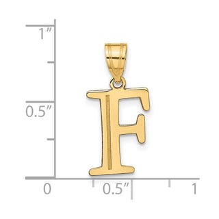 14k Yellow Gold Polished Etched Letter F Initial Pendant